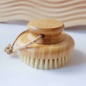 Custom Logo Wooden <strong>Handle</strong> Sisal Body <strong>Scrub</strong> <strong>Brush</strong> Natural Bamboo Sisal Bristle Dark Lotus Wood Shower Cellulite <strong>Brush</strong> for Body - Product Image 4
