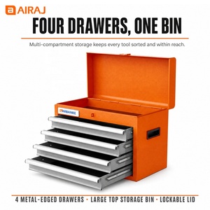 Caja de Herramientas Metálica Portátil Airaj con Cuatro Cajones y Tapa con Cierre, Acero Q195 para Reparación de Automóviles y Talleres - Product Image 2