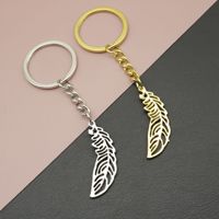 Ajurlu Tüy Anahtarlık, 11x30mm, Hediyelikler için Parlak Metal Minimalist Çanta Süsü, Altın ve Gümüş