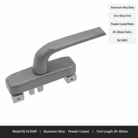 Manilla Espagnolette para Ventana de Aluminio, Apertura Exterior, Área Pública, 180 mm de Altura, Base de 115x32 mm, Acabado Mate con Recubrimiento en Polvo