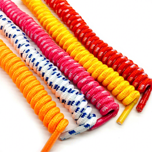 맞춤형 도매 다채로운 탄성 무매듭 스파이럴 코일 컬리 신발끈 - Product Image 1