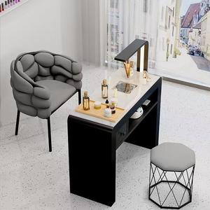 Beautiful Cream Color Light Luxury Cream Style <b>Nail</b> Salon <b>Table</b> Chair Set Multifunctional for Single Double Beauty Services - Product Image 6