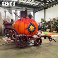Grande sculpture de carrosse citrouille géante en fibre de verre pour Halloween, avec éclairage LED, accessoire Jack-O'-Lantern, décoration pour parcs à thème et festivals, OEM