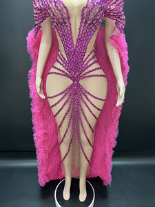 Novance Y4664 Sản Phẩm Dropshipping Sequined Rose Red Sang Trọng Evening Dresses Đối Với Phụ Nữ Lưới Khăn Choàng Cộng Với Kích Thước Đảng Dress - Product Image 6