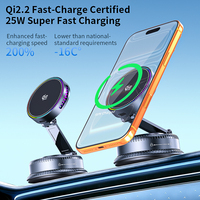 Nouveau modèle 2026 – Support de téléphone magnétique sans fil Qi2 25W pour voiture avec ventouse, rotatif à 360 degrés, pliable et portable