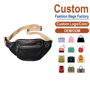 Sac de poitrine en cuir grainé noir pour homme avec sangle en toile |   Fabrication sur mesure OEM/ODM pour les marques de streetwear et de voyage - Product Image 2