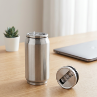 Bouteille d'eau isotherme en acier inoxydable 304 de 350 ml/500 ml en forme de canette de cola, avec logo personnalisé, portable, pour boissons froides et chaudes