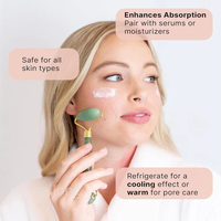 Outil de massage visage et yeux en jade naturel avec logo personnalisé – Lisse les ridules et les rides – Soin de la peau pour femmes et posture corporelle
