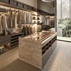<span class=keywords><strong>Armario</strong></span> Vestidor de Lujo BALOM con Isla y Luz LED, Moderno, Personalizado, de Madera Sólida, Fabricación OEM - Product Image 1