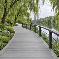 Planches de terrasse en WPC écologiques avec composition recyclable pour la construction verte, l'écotourisme, les sites de villégiature et les aménagements paysagers