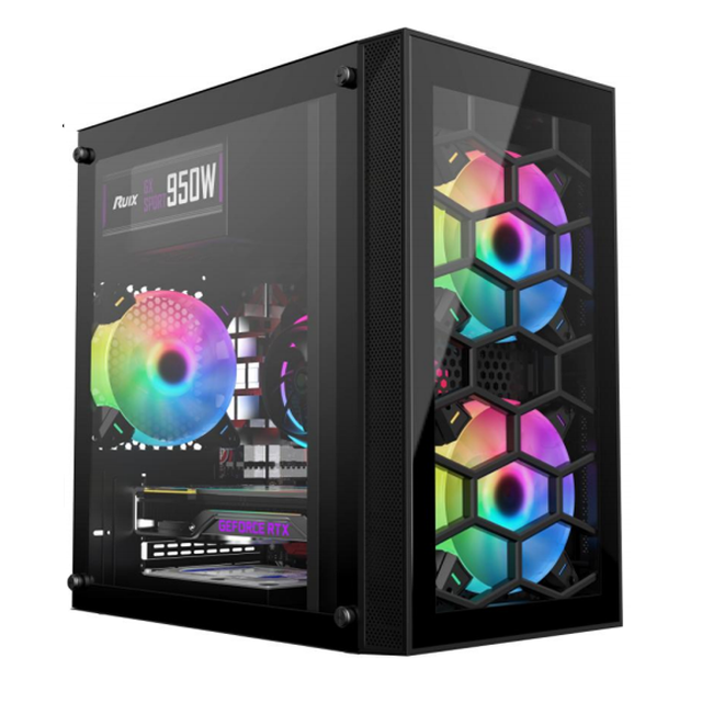 Hongyi M02 Custom Your logo Black Rgb Micro ATX Computer Pc case Matx Gaming Itx case Mini Gamer case With Power Supply Usb 2.0