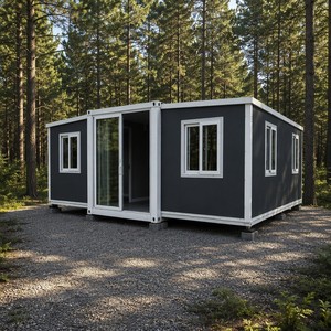 Maison mobile moderne préfabriquée SUNRISE avec mur-rideau en verre, 2 à 5 chambres, conteneur extensible, vente en gros Chine - Product Image 1