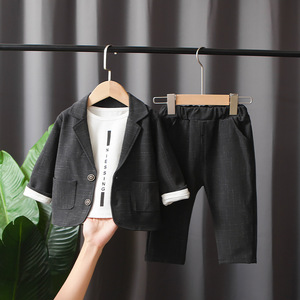 Beau garçons 3 pièces tenue anniversaire cérémonie solide motif veste sous-vêtement pantalon pour les sorties de printemps - Product Image 2
