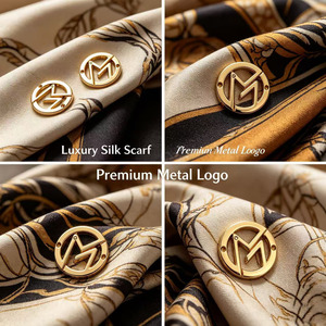 Luxury Gold 3D Embossed Laser Cut Round Metal Logo Labels with Rectangle Pattern for Garment Use - Product Image 3