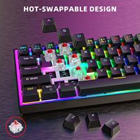 Teclado Mecánico RGB de 68 Teclas, Interruptores Azules Intercambiables en Caliente, Conexión USB C, Compacto, para Juegos, Compatible con Laptop y PC de Escritorio, Venta al Por Mayor