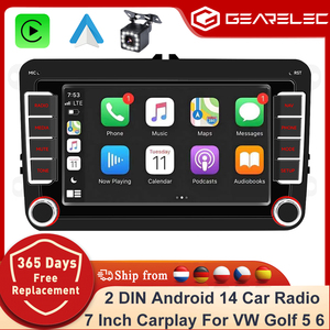 Autoradio Android 14 2 DIN Carplay pour Volkswagen VW Caddy Golf V VI Plus Touran Passat B6 Polo Jetta Skoda - Product Image 1