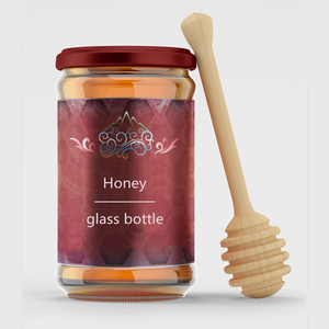 Frasco <span class=keywords><strong>de</strong></span> Vidrio Redondo <span class=keywords><strong>de</strong></span> <span class=keywords><strong>Boca</strong></span> Ancha <span class=keywords><strong>de</strong></span> 8oz 10oz 12oz 16oz 32oz con Tapa <span class=keywords><strong>de</strong></span> Rosca Negra, Dorada y Plateada para Miel, Mermelada y Chile - Product Image 1