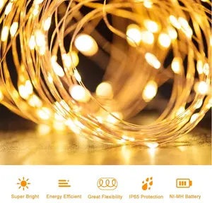 200 Bulbs 72ft Indoor Outdoor Decor Christmas Flexible Mini Rice Chain Copper Wire Series Fairy Led Solar String Lights