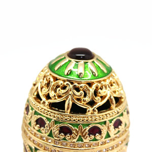 SHINNYGIFTS Cadeau <span class=keywords><strong>de</strong></span> Pâques, boîte à bijoux en forme d'œuf <span class=keywords><strong>Fabergé</strong></span> <span class=keywords><strong>de</strong></span> couleur verte, boîte à bijoux vintage en émail - Product Image 5