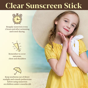 OEM Vegan Kids SPF <span class=keywords><strong>50</strong></span> trasparente protezione <span class=keywords><strong>solare</strong></span> resistente all'acqua <span class=keywords><strong>viso</strong></span> bastone ampio spettro UVA/UVB <span class=keywords><strong>crema</strong></span> <span class=keywords><strong>solare</strong></span> per la pelle dei bambini - Product Image 5