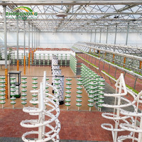 Vente chaude de système de serre hydroponique complet en verre trempé/polycarbonate multi-voûtes pour l'agriculture, en vente en Russie