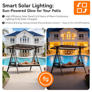 Ayunan Luar Ruangan Modern HANYI dari Aluminium dengan Lampu LED dan Perlindungan UV, Kapasitas Tiga Orang untuk Penggunaan Hotel dan Vila - Product Image 3