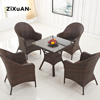 Ensemble de Chaises de Bistrot en Rotin Synthétique Tressé Vintage, Confortables pour Extérieur, Café, Restaurant, Jardin