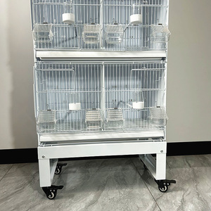 Base de cage d'élevage Petway en acier inoxydable et fil métallique avec roulettes, antidérapante, durable, portable et relevable pour petits oiseaux - Product Image 1