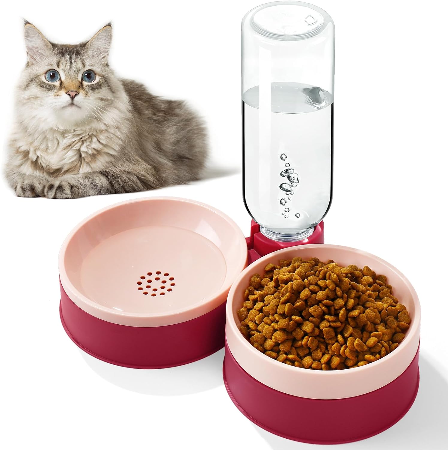 automatic food bowl for cats Automatic Dog Water and Food Bowl Fountain 1.5L – Real Barks main image 1