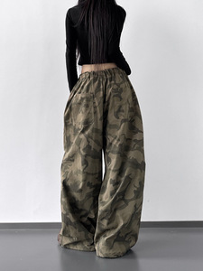 2026 Autumn New Fashion Trend High Waist <strong>Camouflage</strong> Cargo Pants <strong>Women</strong> Drawstring Sweatpants Street Casual Loose Wide-Leg <strong>Trouser</strong> - Product Image 5