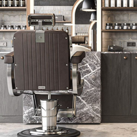 Mobilier de salon de luxe pour hommes, conception intérieure personnalisée pour salon de coiffure avec vitrines de présentation, fabrication