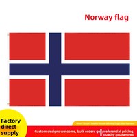 Drapeau Norvégien 90*150 cm Impression Numérique Polyester Mât en Acier Inoxydable 35 pieds Fournisseur Direct Transfrontalier