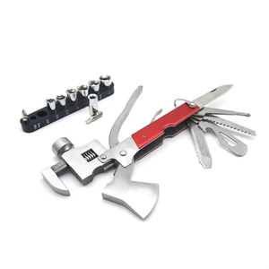 Bộ dụng cụ sinh tồn rìu búa đa dụng bằng thép có tay cầm bằng nhôm để cắm trại-Bao gồm cờ lê có thể điều chỉnh và bit tuốc nơ vít - Product Image 1
