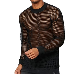 Menolana Men's Black Mesh Sheer Muscle Fit T-Shirt – See Through Mesh Top, Slim Fit, Breathable - View #4