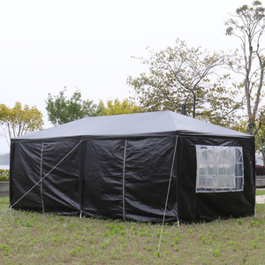 DB 10 'x 20' Tente de fête extérieure noire 6 parois latérales amovibles Auvent imperméable Patio Gazebo de mariage en polyester PVC aluminium - Product Image 3