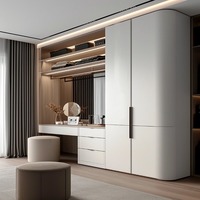 Dressing autoportant en bois massif de style nordique, armoire de chambre de luxe et coiffeuse pour usage hôtelier