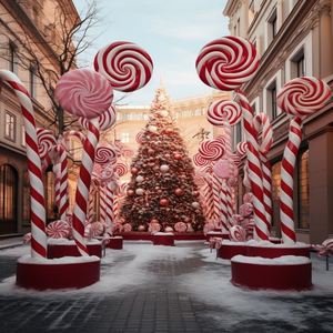 Ensemble <span class=keywords><strong>de</strong></span> ballons à air chaud en fibre <span class=keywords><strong>de</strong></span> verre personnalisés pour usage commercial, grandes sucettes géantes en forme <span class=keywords><strong>de</strong></span> canne à sucre, décorations <span class=keywords><strong>de</strong></span> Noël d'extérieur avec éclairage - Product Image 1