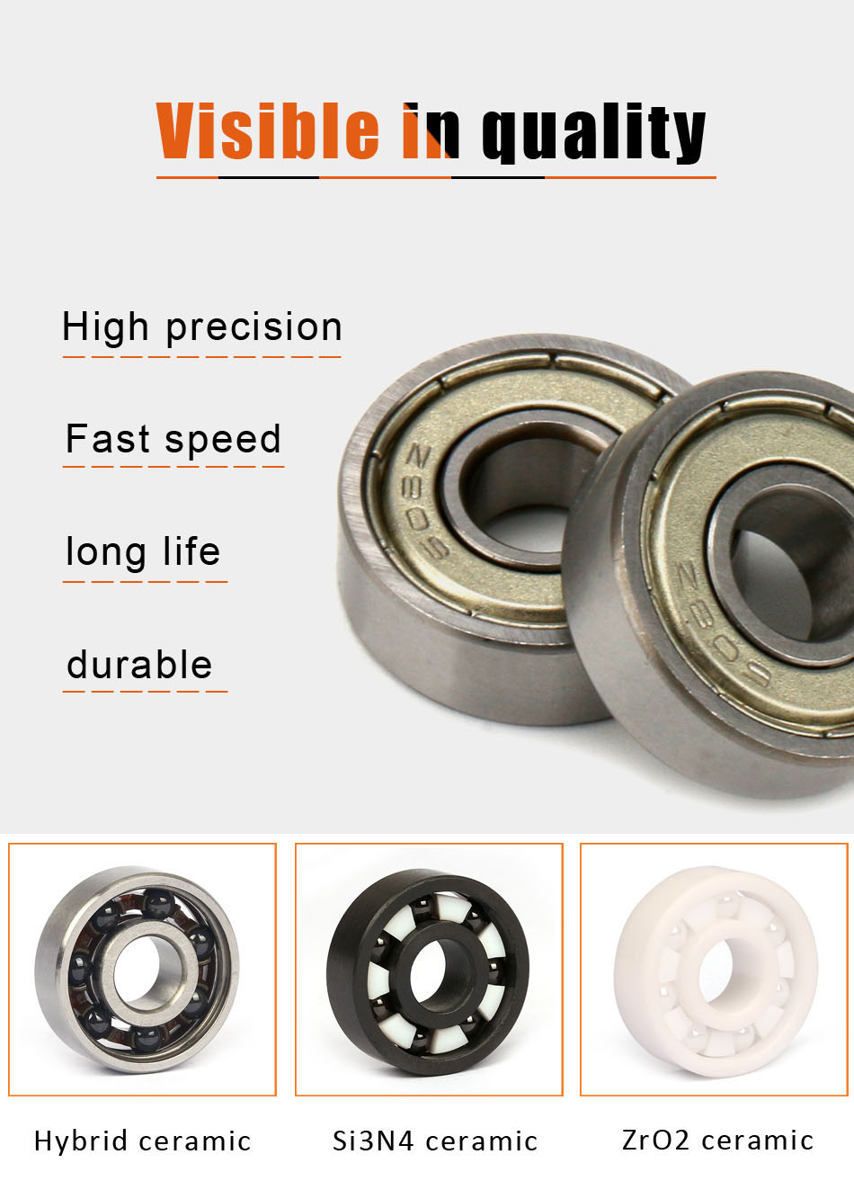 8mm inner size GT28R GT30 GT35 turbocharger turbine shaft speed full ball hybrid ceramic bearing turb bearing
