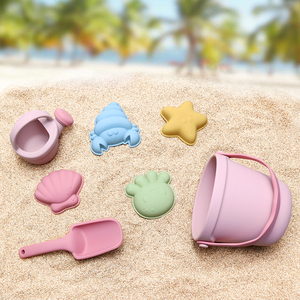 Ensemble de jouets de plage en silicone de qualité alimentaire, non toxique, écologique, unisexe, pour enfants, jeu en plein air, seau, pelle, moules d'animaux JINHONG - Product Image 1