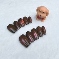 Uñas artificiales hechas a mano puras Luz de diseño de ojo de gato rojo corto de alta calidad y reutilizable