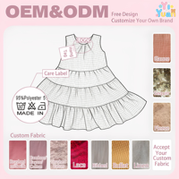 Robe d'été personnalisée pour petites filles, sans manches, à plusieurs niveaux, à carreaux, coupe décontractée, jupe évasée, contraste de couleurs, en gingham, pour les fêtes