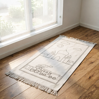 Tapis de prière islamique moderne en polyester pour enfants, à personnaliser soi-même, motif mosquée, pour la maison, Ramadan, vente en gros