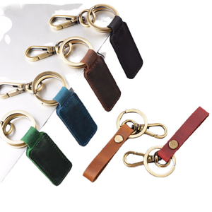 Genuine Leather Cowhide Hanging Closure Keychain <b>Metal</b> Pendant Fashion Personalized Car Keyring Accessories - Product Image 1