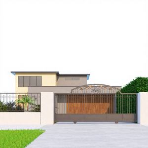 Puerta Corredera de Hierro Forjado de Estilo Antiguo, Forjada a Mano, Ecológica, Antióxido, con Recubrimiento en Polvo, Personalizable, Modelado 3D - Product Image 1