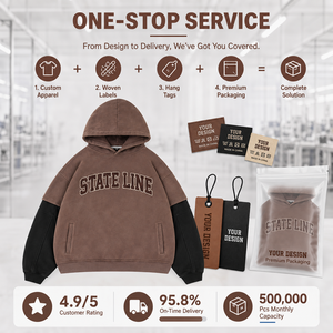 Sudadera con Capucha Personalizada, 450 GSM, Algodón, Estilo Holgado, Estampado Gráfico, Manga en Capas, Ropa Urbana, Estilo Callejero, Sudadera de Calidad para Hombre - Product Image 3