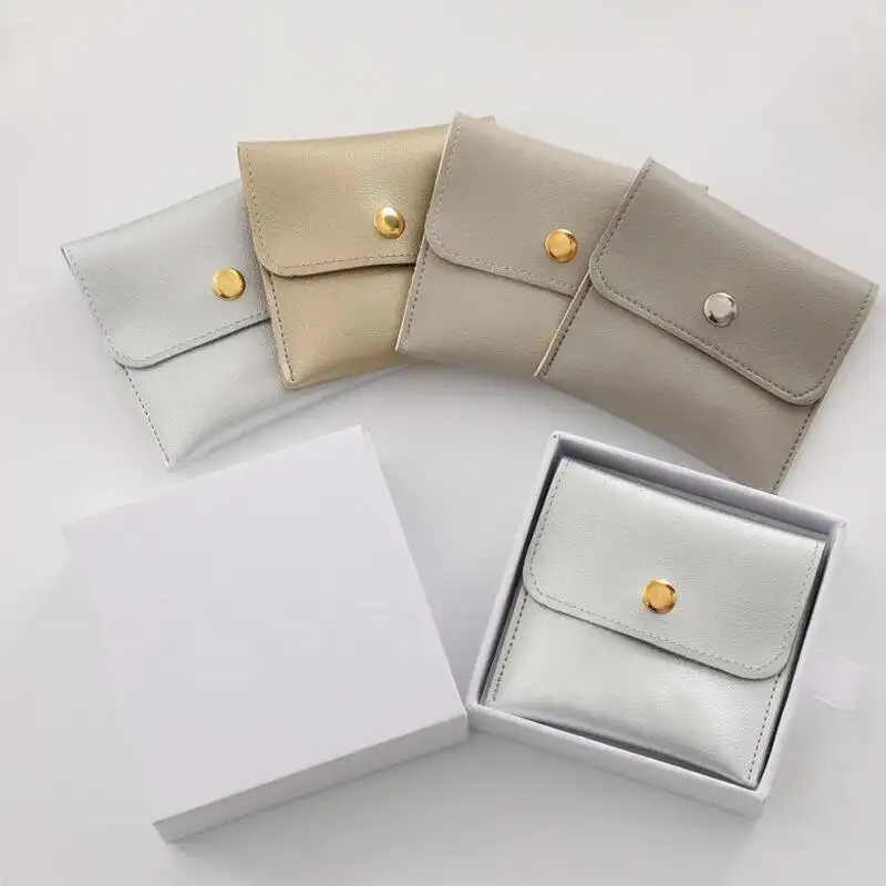 Preço de fábrica de luxo mini envelope de PU sacola de joias de couro boutique bolsa com aba com botão