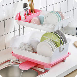 Thuis Keuken Plastic Afwas Droogrek 2 Lagen Afdruiprek Droogrek Keukenplaat Opbergrek - Product Image 2