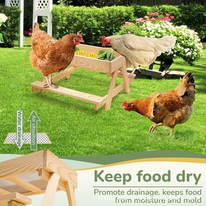 Comedero de madera para pollos, comedero de madera natural, color madera, suministro para mascotas al aire libre para pollos - Product Image 2