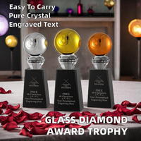 Trophée en cristal transparent avec impression UV, design portable et fonction de gravure, base noire