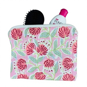 Flower Design Floral Cotton Quilted Flat Pouches <b>Toiletry</b> Pouch Bridesmaid Gifts Proposal Cosmetic Bag Women Large Capacity - Product Image 1